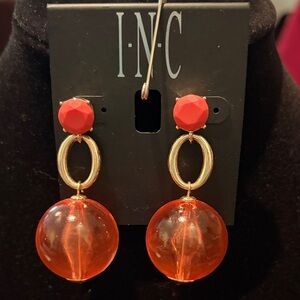 INC International Concepts Red-Orange Drop Ball Dangle Earrings